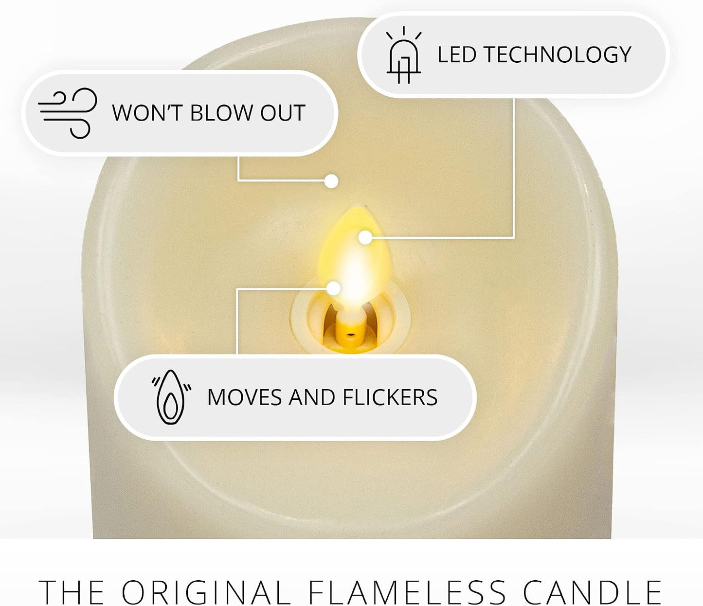 Luminara Moving Flame LED Pillar Flameless Candle, 9-inch, Vanilla Honey Scented, Ivory