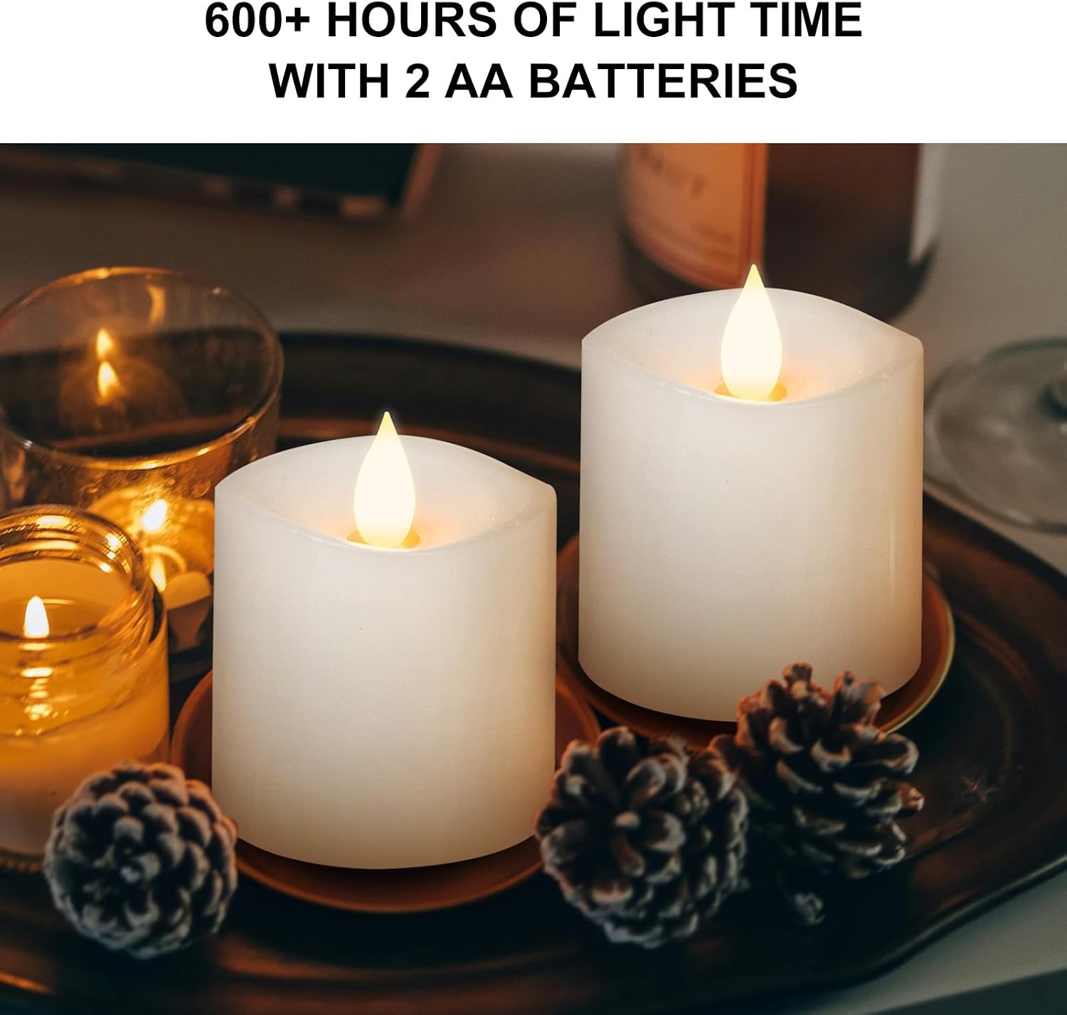3x3 Flameless Candles Set of 3, LED Battery Candles Flickering, 3 inch Flameless Candles with Remote,Battery Powered