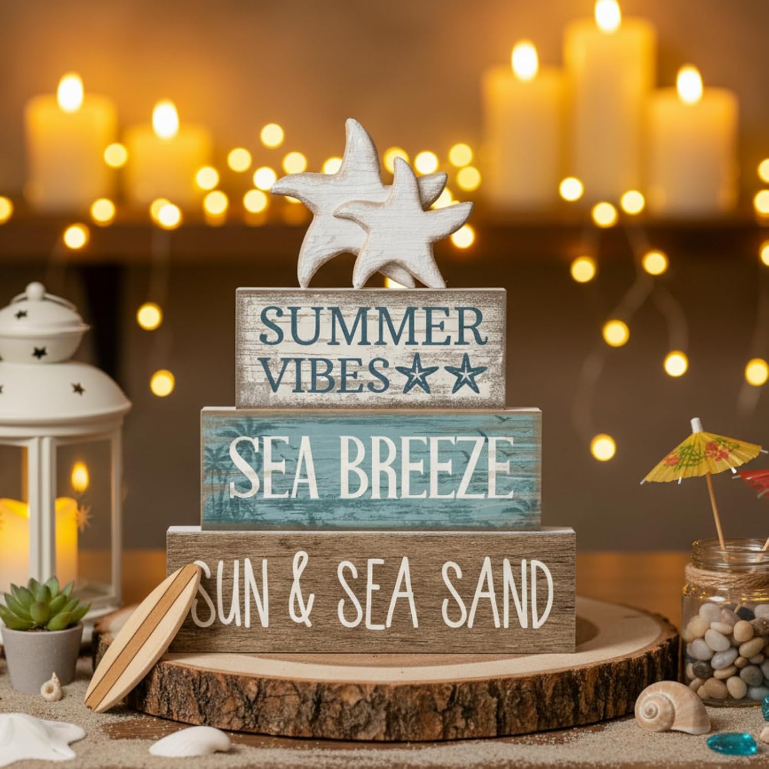 Summer Beach Decorations / Retro Starfish / Set of 4
