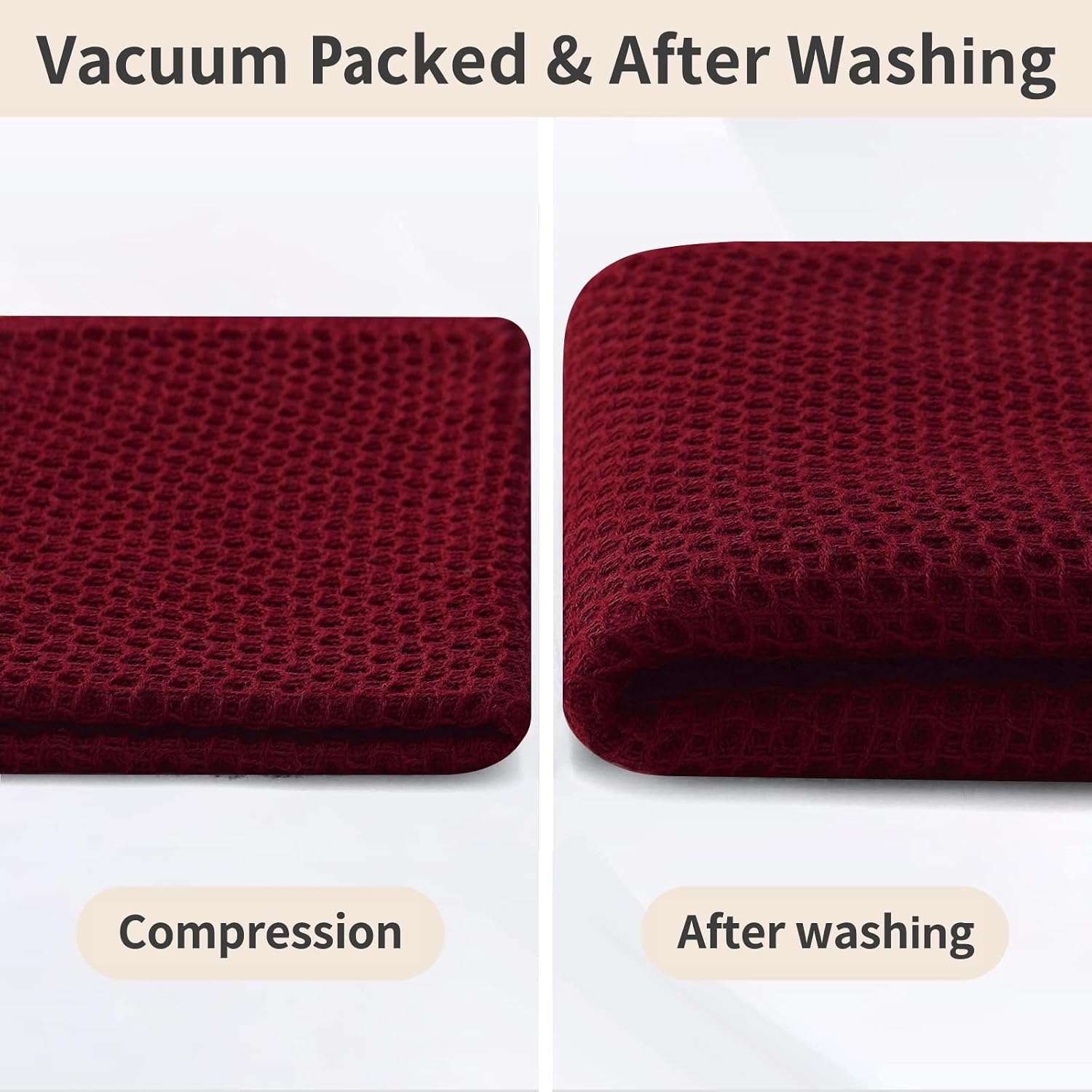 Homaxy 10 Pack 100% Cotton Kitchen Towels and Dishcloths Set, Burgundy | 12 x 12 Inches and 13 x 28 Inches Kitchen
