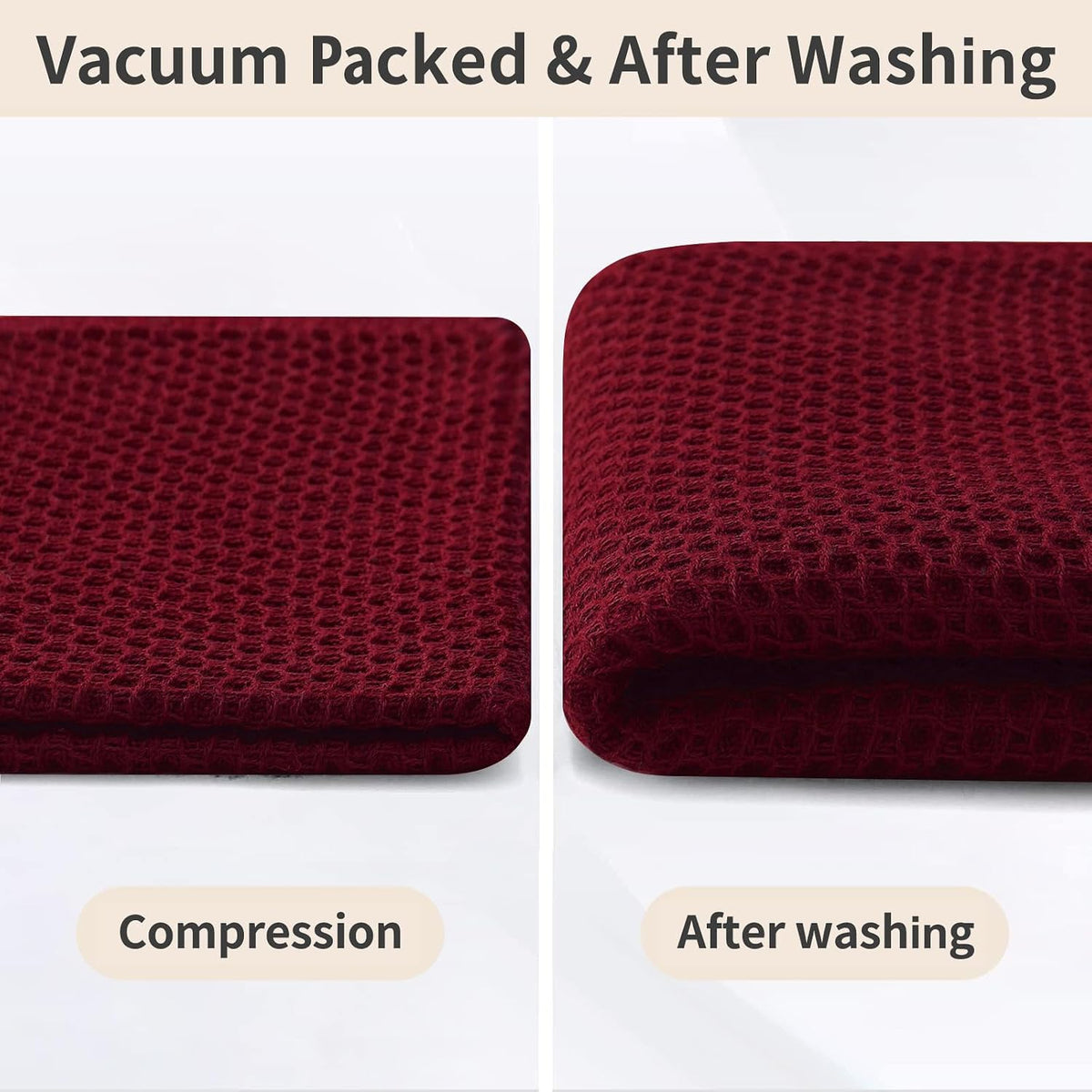Homaxy 16 Pack 100% Cotton Kitchen Towels and Dishcloths Set, Burgundy | 12 x 12 Inches and 13 x 28 Inches Kitchen