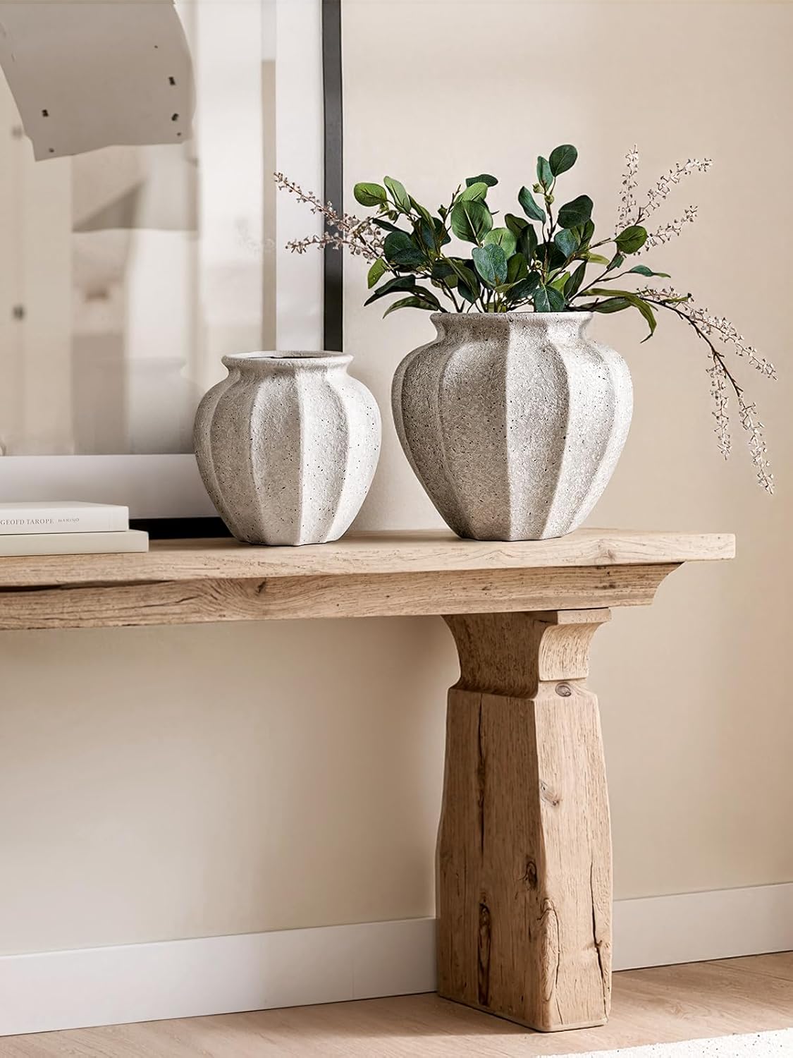 Ceramic Vase / Artisan Large Ceramic Vase for Modern Farmhouse Home Decor / White / 9.3 Inch