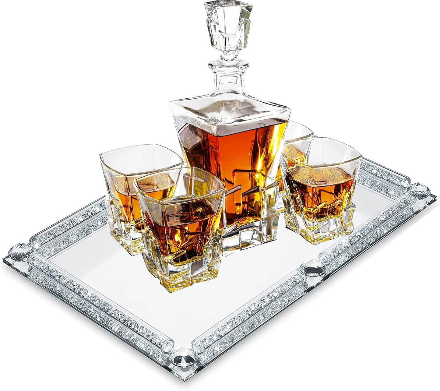 Crystal Glass Tray / Silver / 11.8 x 7.9
