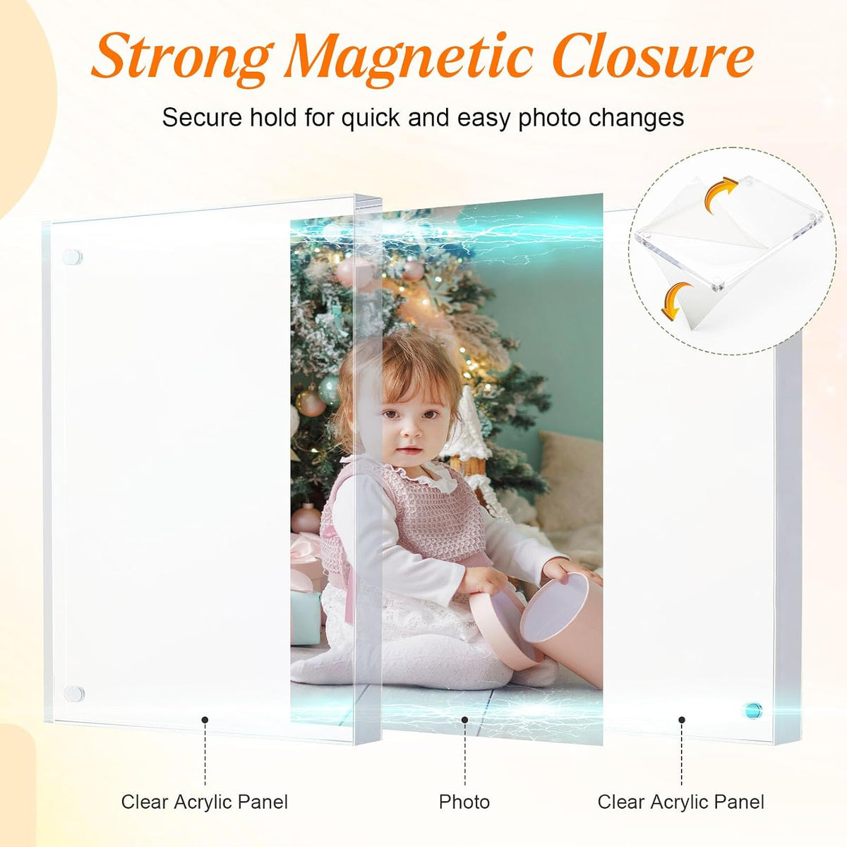 10 Pcs 3.5x5 Wallet Size Magnetic Photo Frames, Acrylic Picture Frames | 20mm Thicker Double Side Acrylic Photo Frame