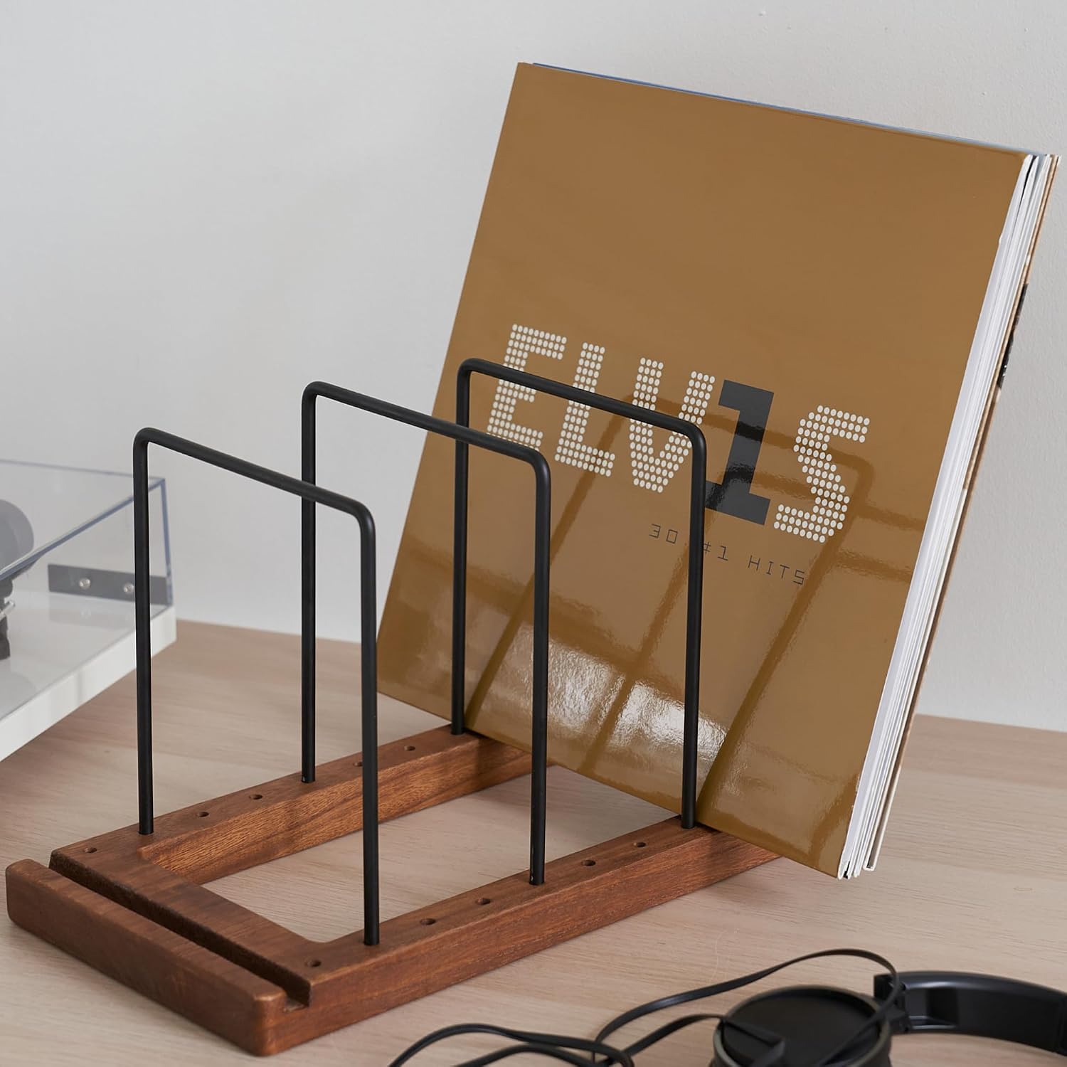 Decorative Vinyl Record Storage For Up to 75 Single Records - LP Holder | Neatly Holds Up to 75 Records - Sleek