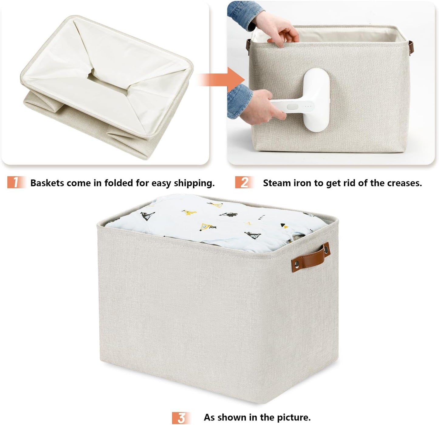 Large Storage Bins / Beige / 16 x 12 x 12 / Upgrated/3p