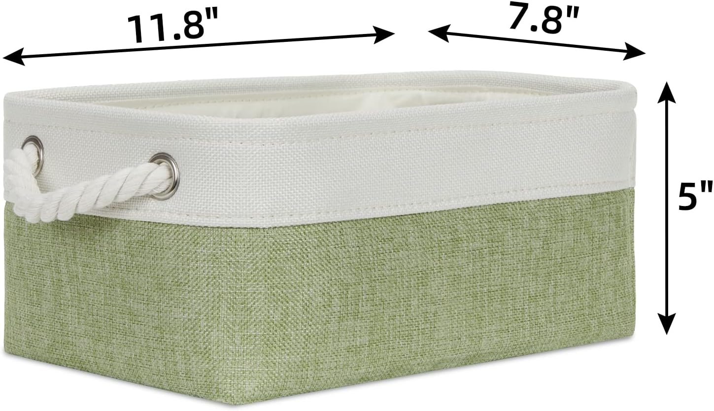 Small Baskets for Organizing Linen Closet Storage Baskets Decorative / Gray,green,white / Set of 6