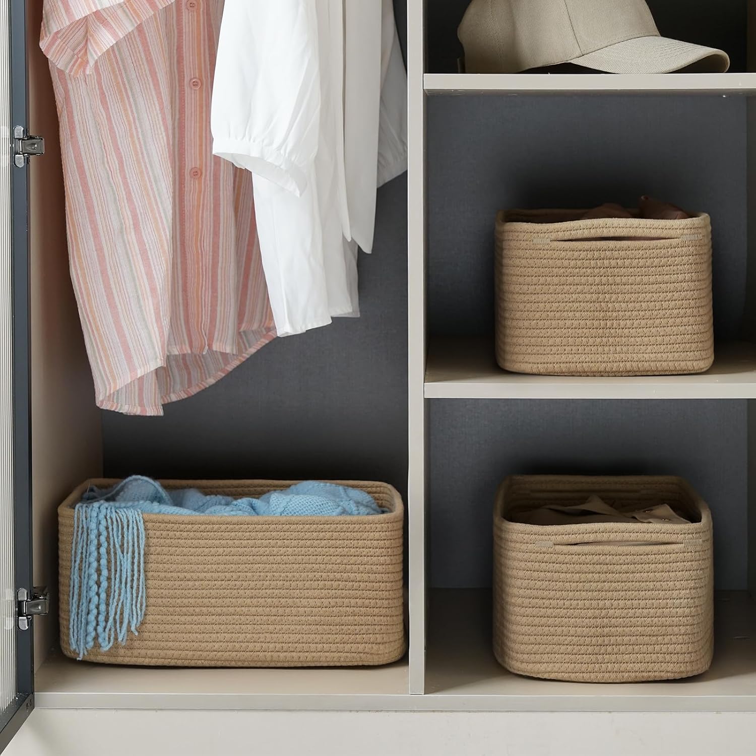 Woven Shelf Toy Basket / 11.8"lx7.8"wx5.1"h / Brown / Set of 3