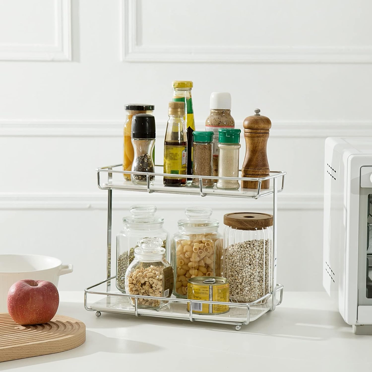 Bathroom Organizer Countertop Perfume Organizer Makeup Organizer Cosmetics Storage / 2 Tier L-sliver
