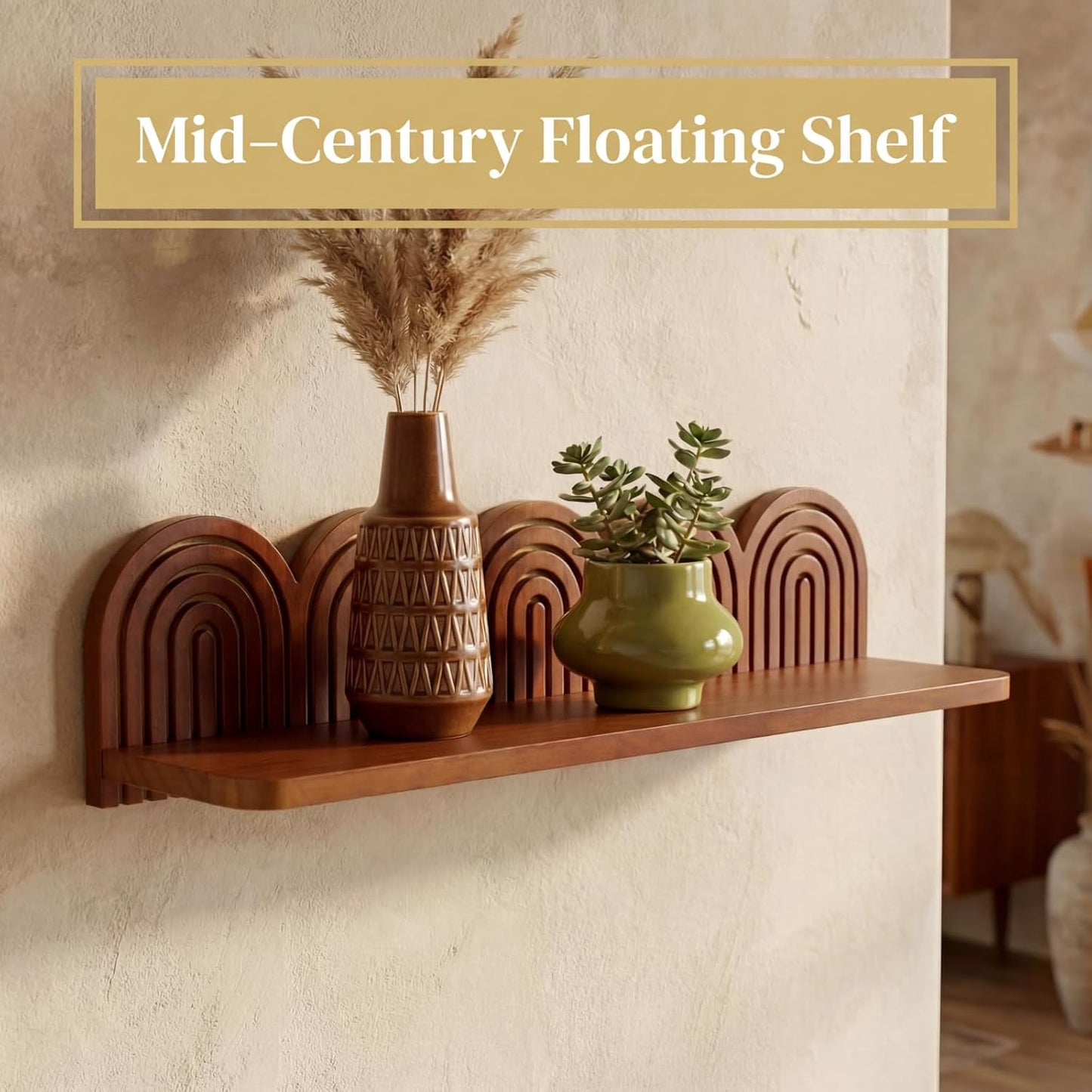 Wood Wall Coat Rack/Boho Wall Shelf Mid-Century Modern Wooden Coat / 22 x 5.5 x 4.5 / Charcoal