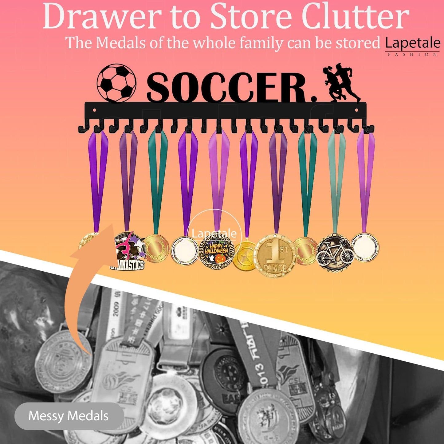 Medal Hanger Display Rack-Wall Mount Steel for 63+ Medals Easy to Install