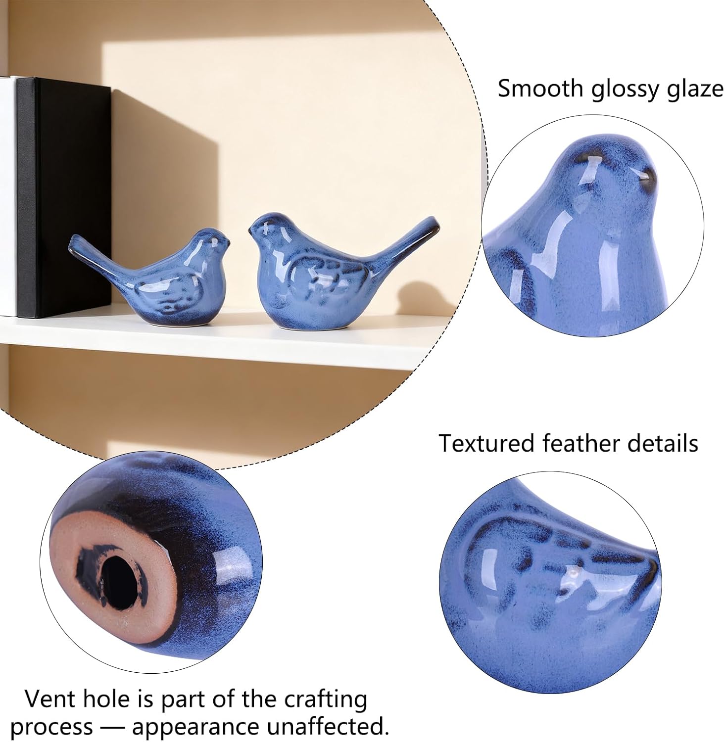 Ceramic Bird Figurines Home Decor / Blue