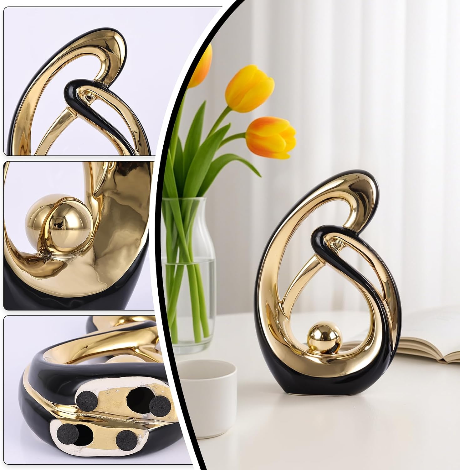 Abstract Ceramic Statue / Black Gold / Small / Set of 2
