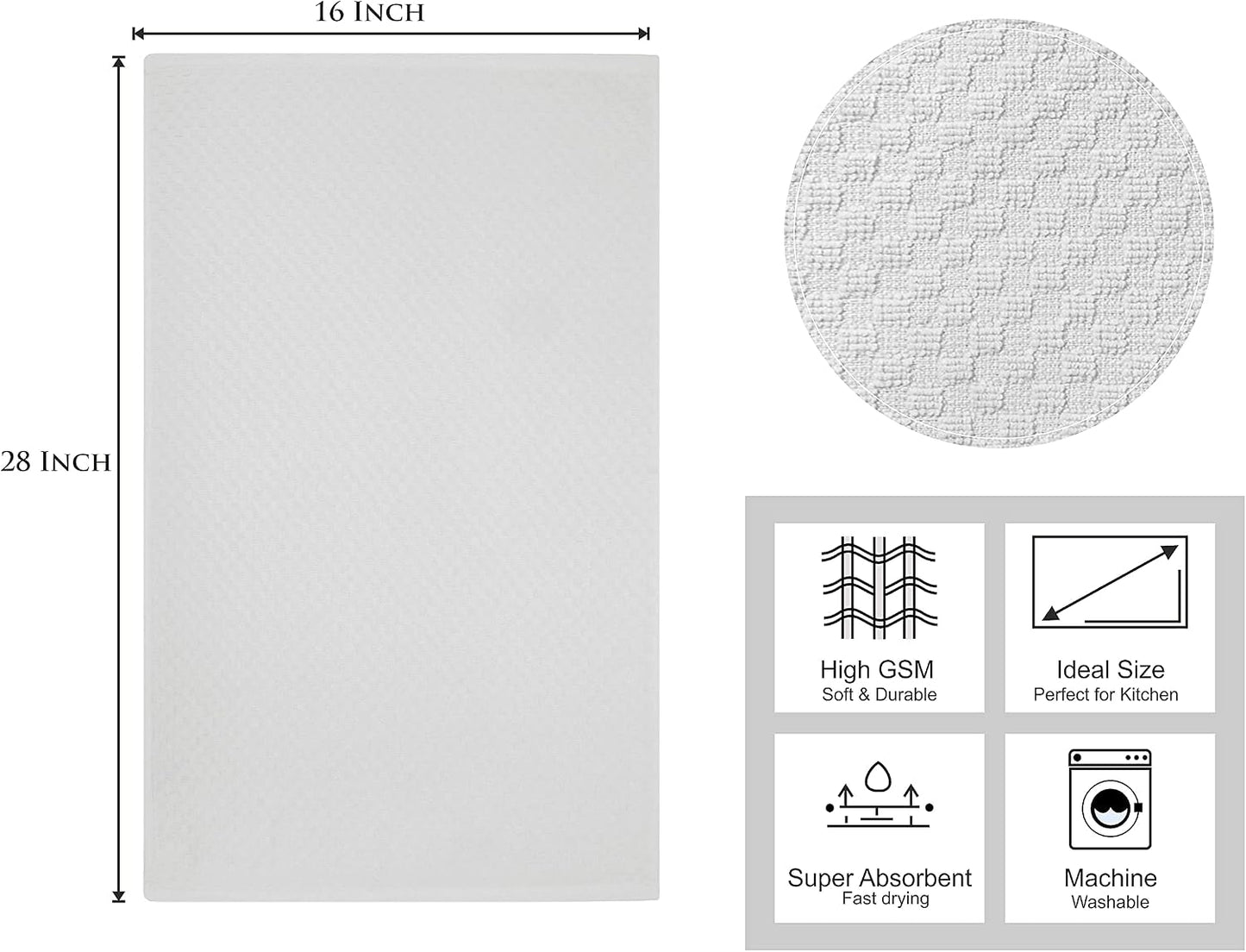 COTTON CRAFT Amazing Kitchen Towels - 8 Pack 100% Cotton Waffle Terry Towel | White - 16x28 inch Euro Café Waffle Weave