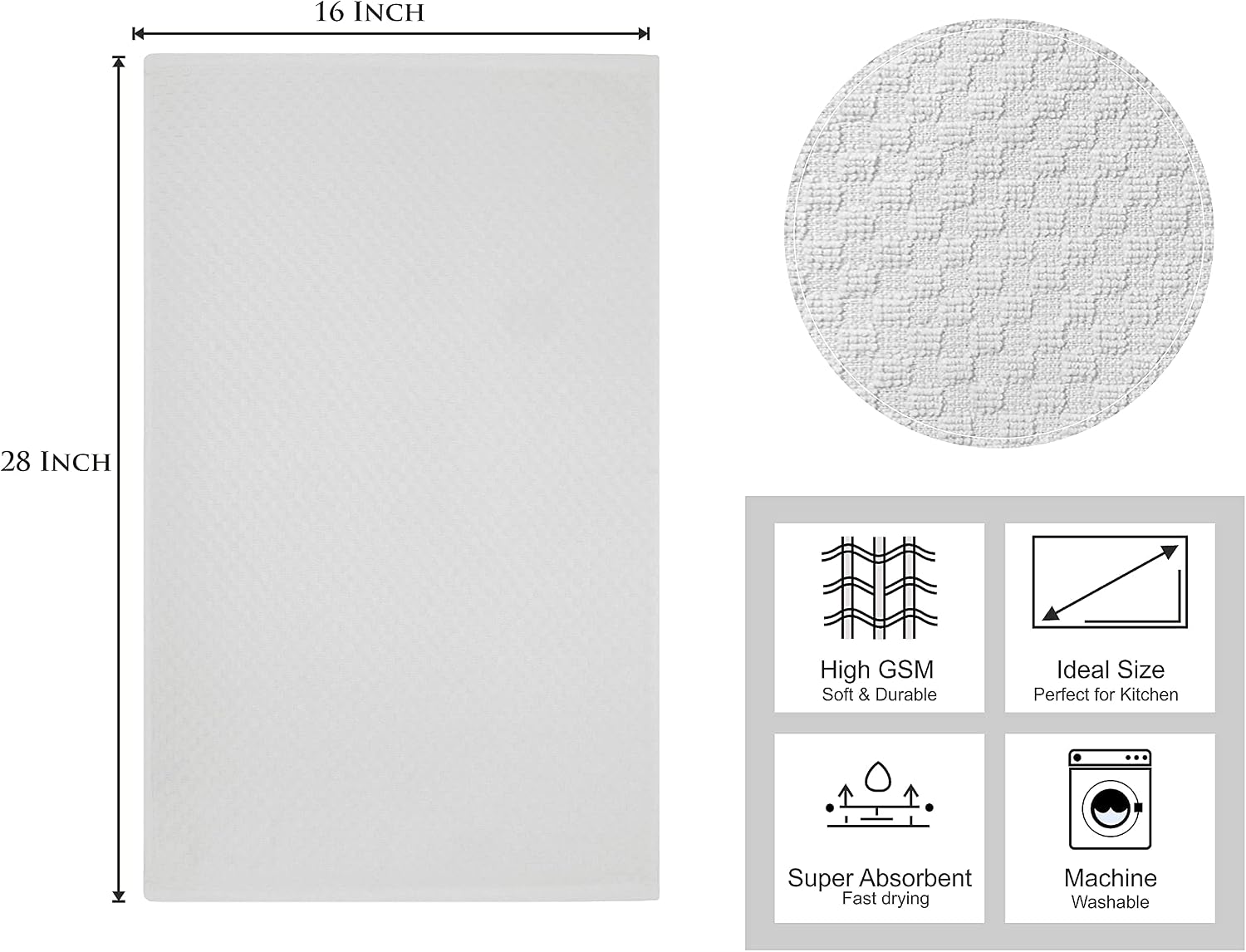 COTTON CRAFT Amazing Kitchen Towels - 8 Pack 100% Cotton Waffle Terry Towel | White - 16x28 inch Euro Café Waffle Weave