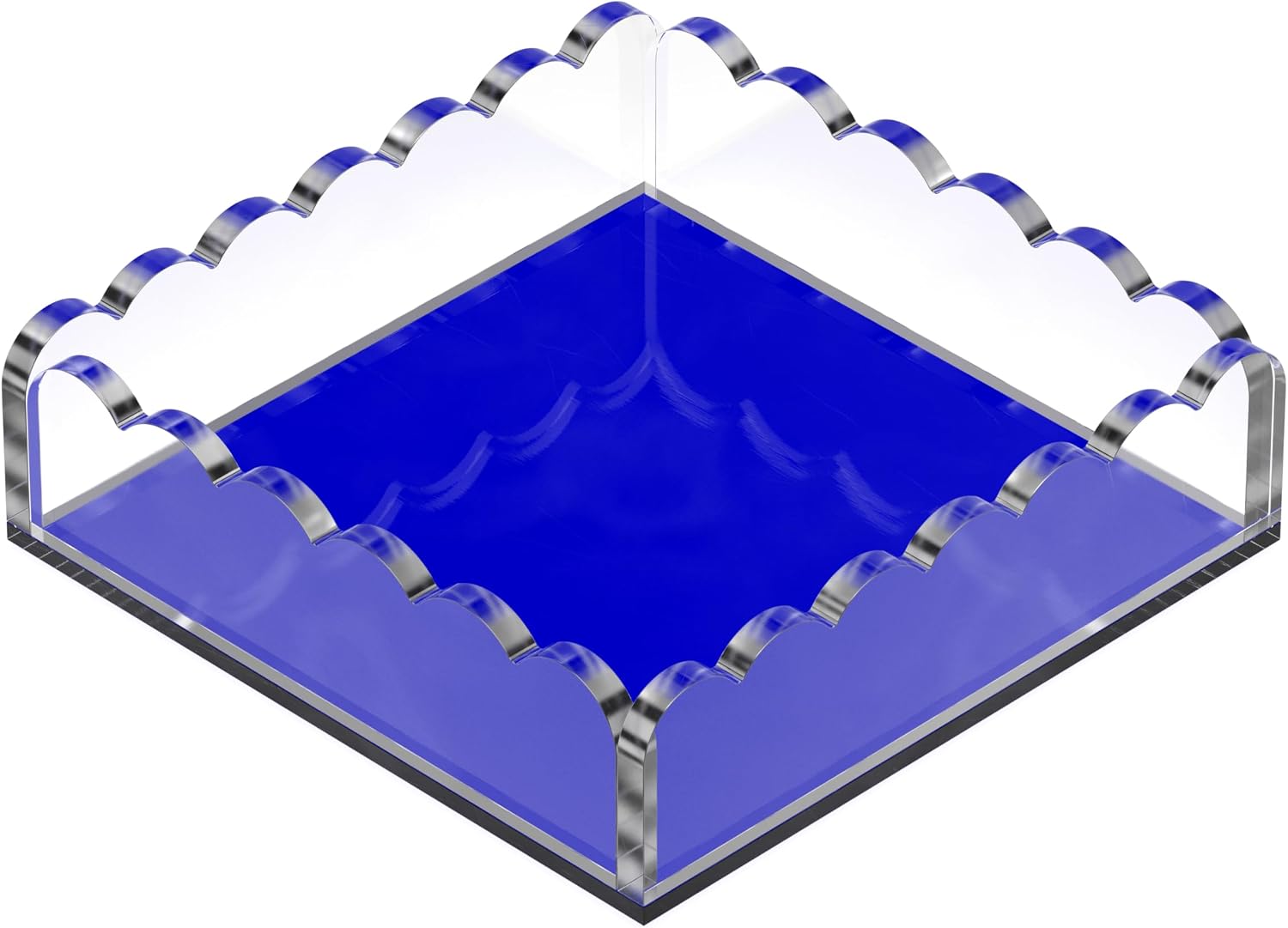 Scalloped Acrylic Tray / Navy / 8 x 8