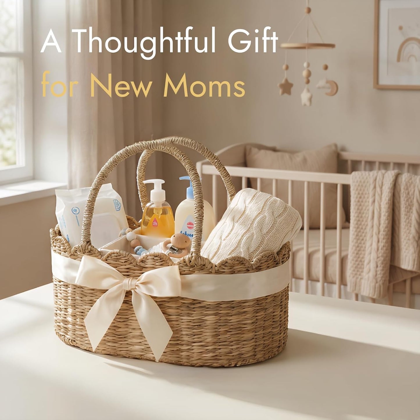Seagrass Nursery Baby Basket for Baby Essentials / Meadownest