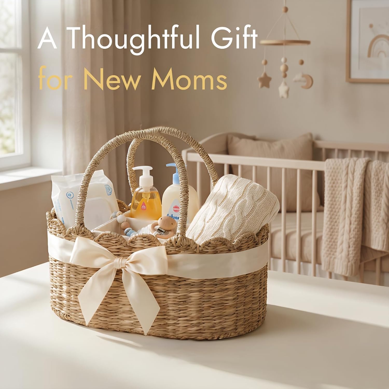 Seagrass Nursery Baby Basket for Baby Essentials / Meadownest