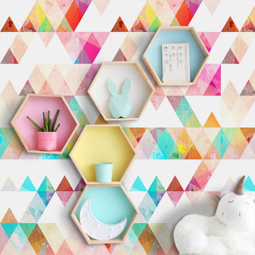 Removable Colorful Geometric Wall Decals DIY Large Modern Abstract Peel / Triangle / 15.8 x 98.4