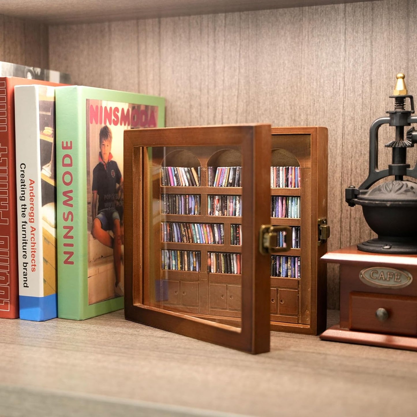 Decorative Miniature Library for Book / Walnut