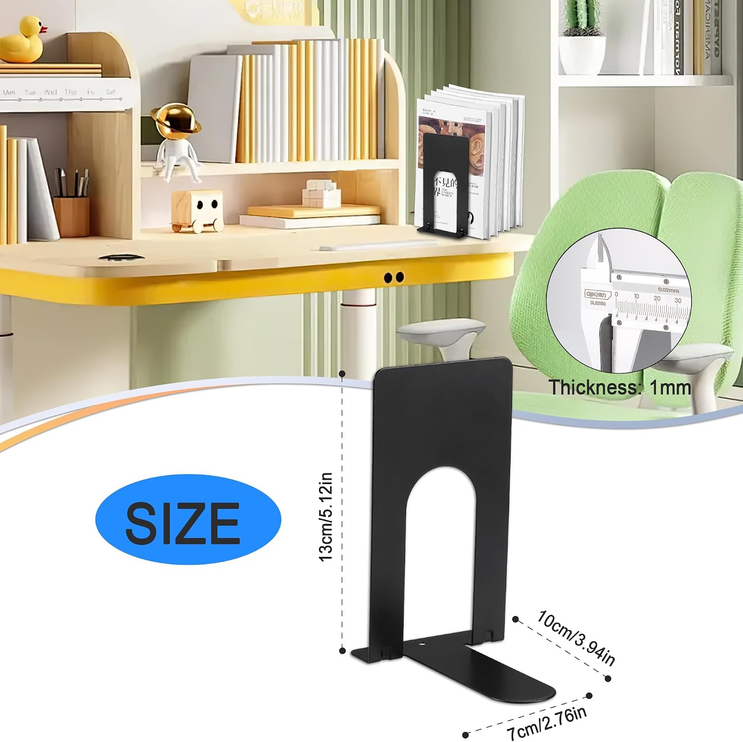 Heavy Duty Metal Bookends / Black