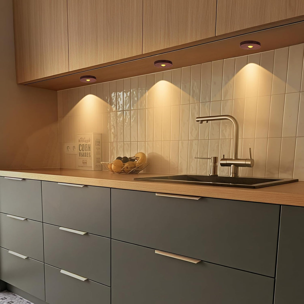 Rechargeable Puck Lights, 3 Color Temp & Dimmable Under Cabinet Lighting wireless, Magnetic Battery Operated Under