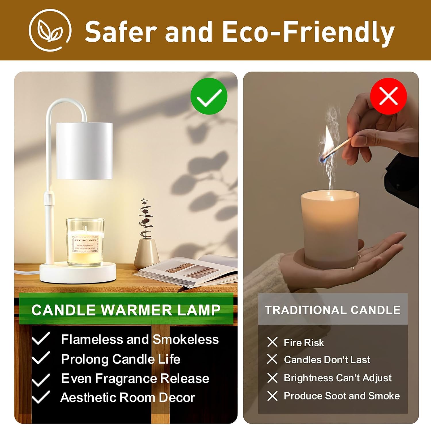 Dimmable Candle Warmer Lamp with Timer, Height Adjustable Electric Candle Wax Warmer, Christmas Birthday Gifts for