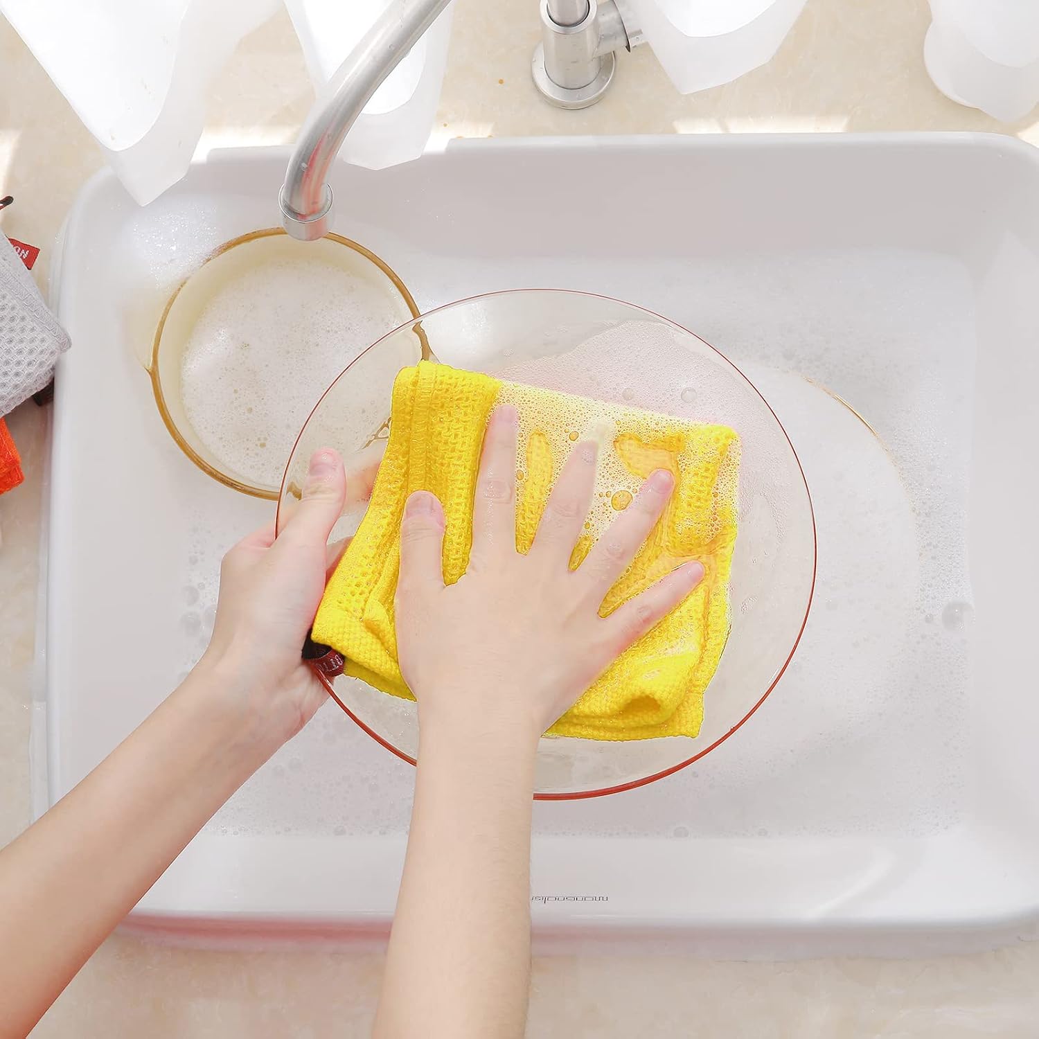 Homaxy 100% Cotton Waffle Weave Kitchen Dish Cloths 8-Pack, Yellow | 12 x 12 Inches, Ultra Soft Absorbent Dish Towels