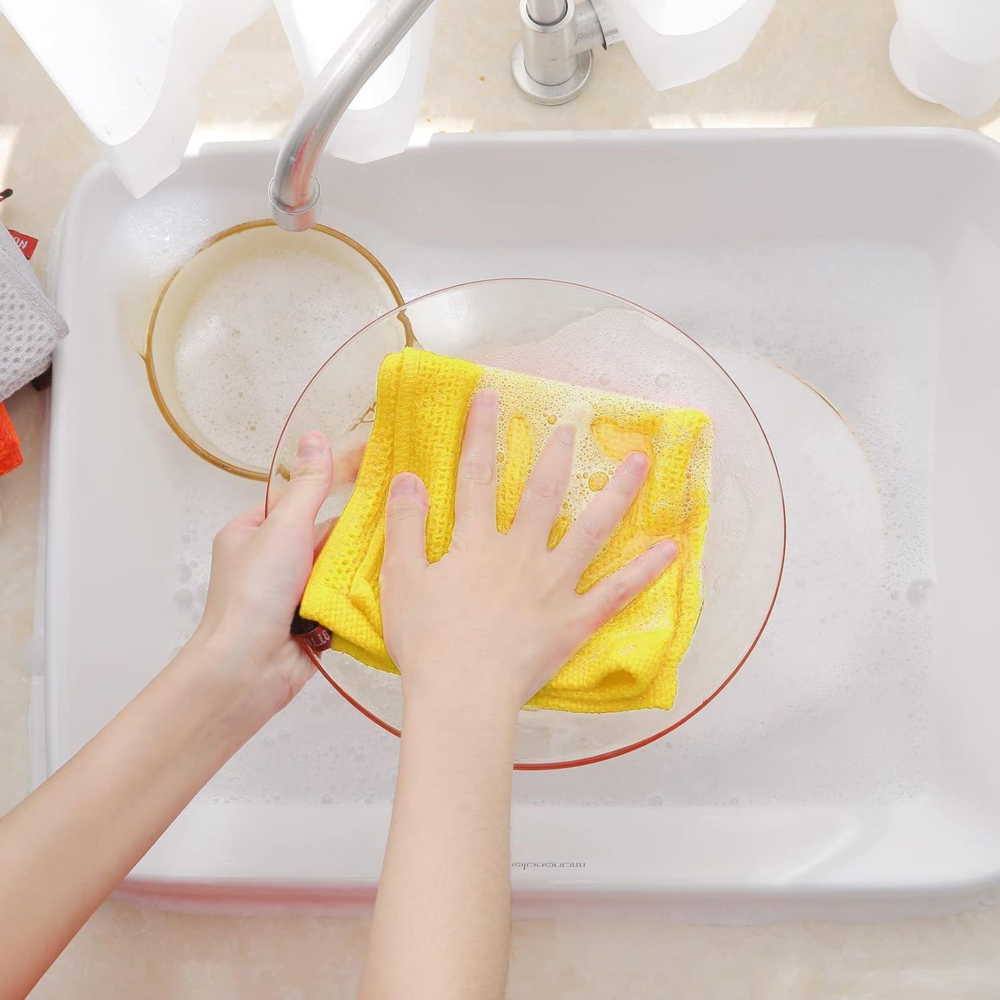 Homaxy 100% Cotton Waffle Weave Kitchen Dish Cloths 12-Pack, Yellow | 12 x 12 Inches, Ultra Soft Absorbent Dish Towels