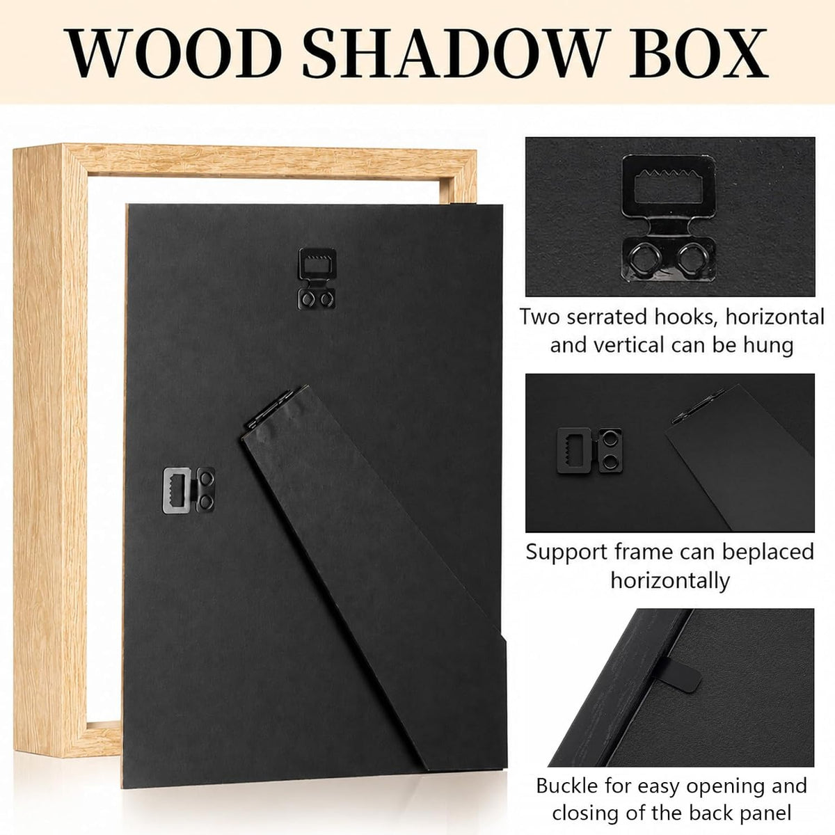 Shadow Box Frame 8"x 10"- 4 Pack Wood Deep Shadowbox with Glass | Shadow Boxes Display Cases Suitable for Photos, Dried