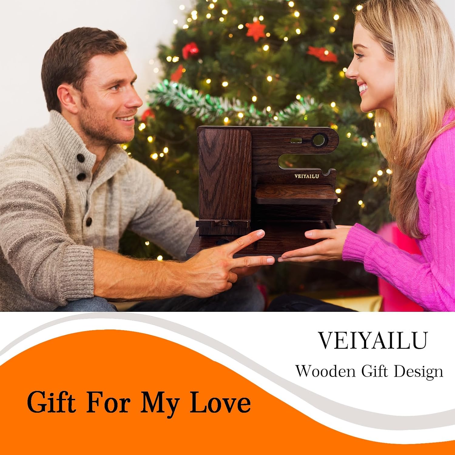 Gifts for Men Women Brother Boss Boyfriend Him Nightstand Organizer Gifts for Dad from / Dark Brown