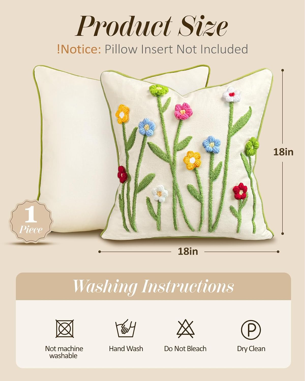 Throw Pillow Covers / Colorful Floral / 18 x 18