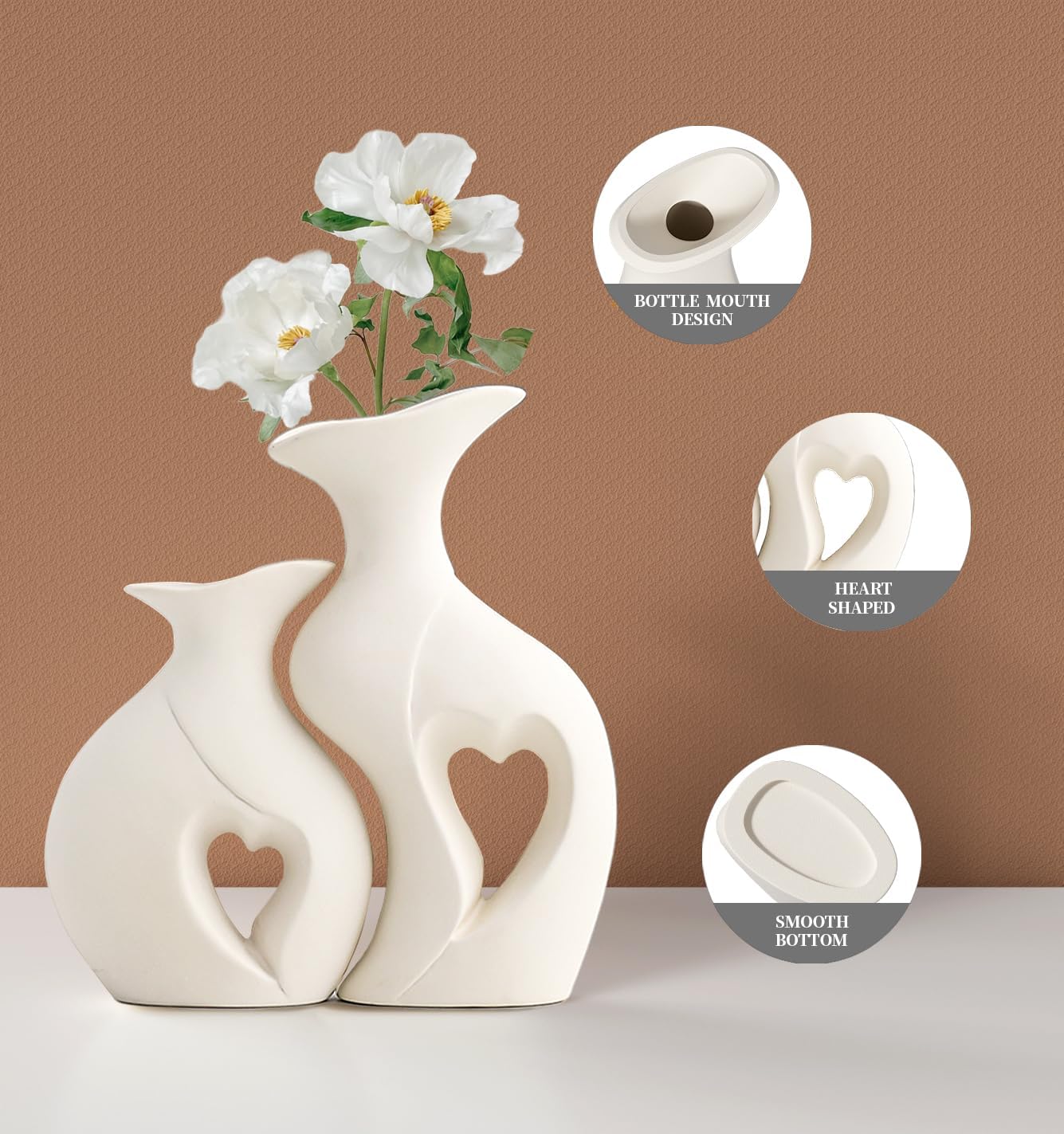 White Ceramic Vase / Standard White / Set of 2