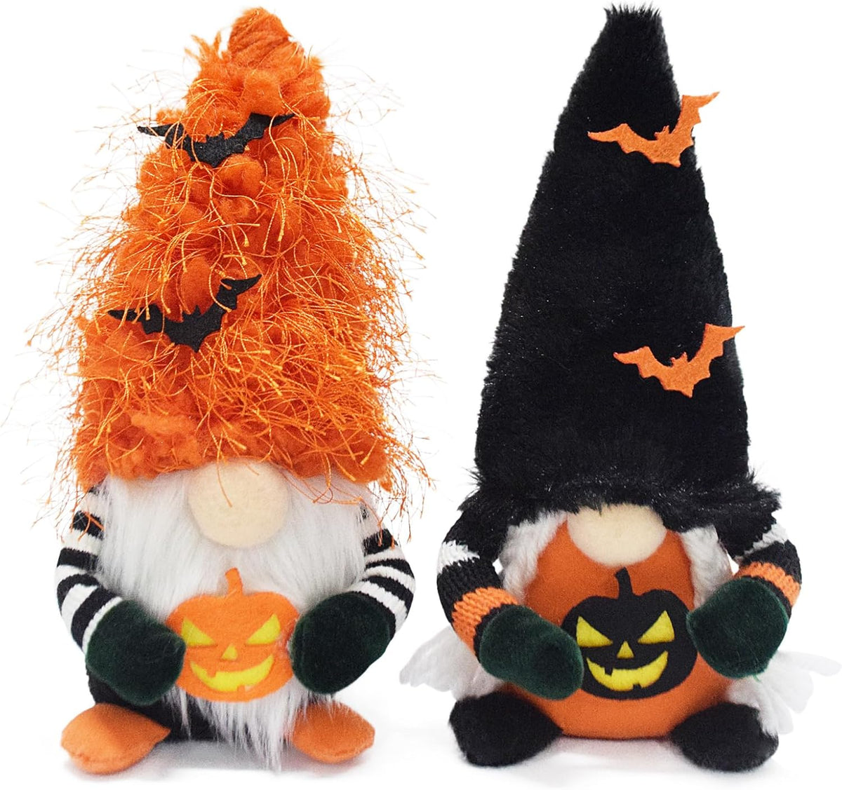 Attiigny Halloween Gnome Decorations,2 PCS Handmade Pumpkin Bat Ornaments Swedish Tomte Nordic Dwarf Nisse Festival Santa Gnome for Halloween Party Home and Office Decor