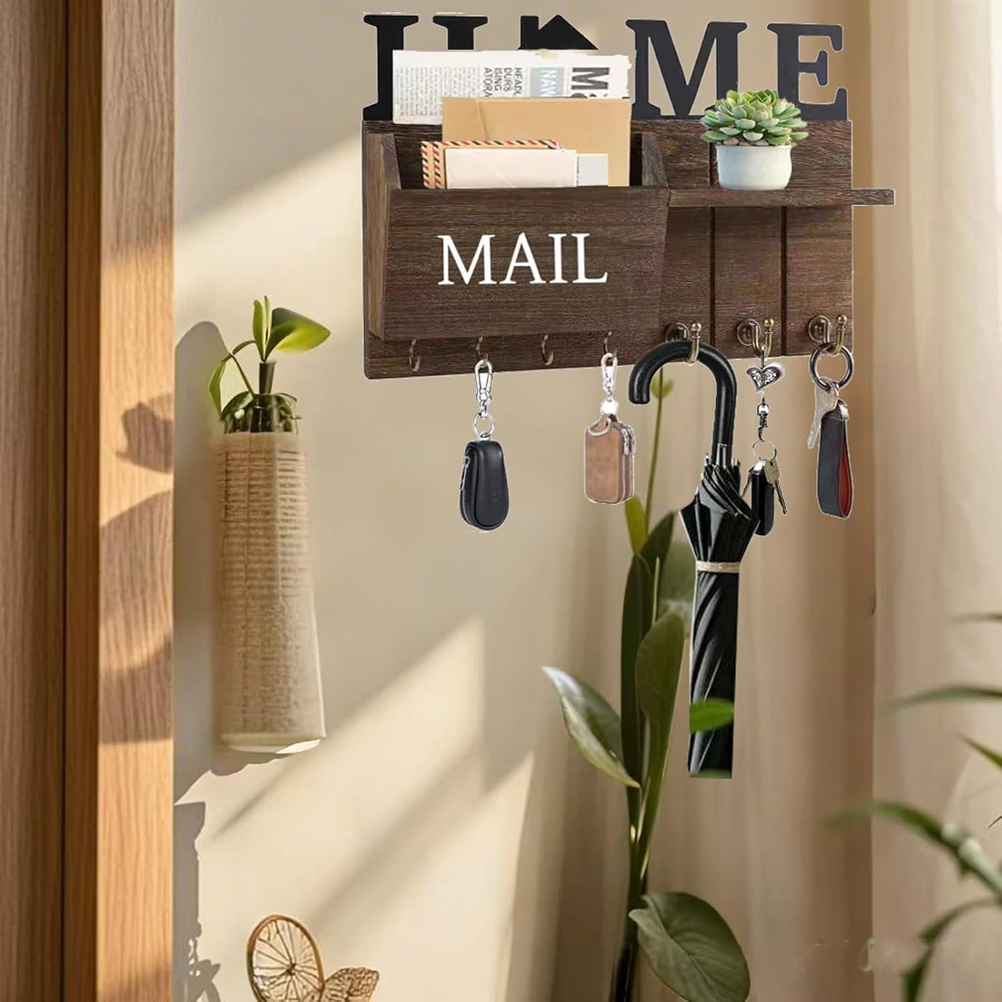 Rustic Wall Key Holder / Brown
