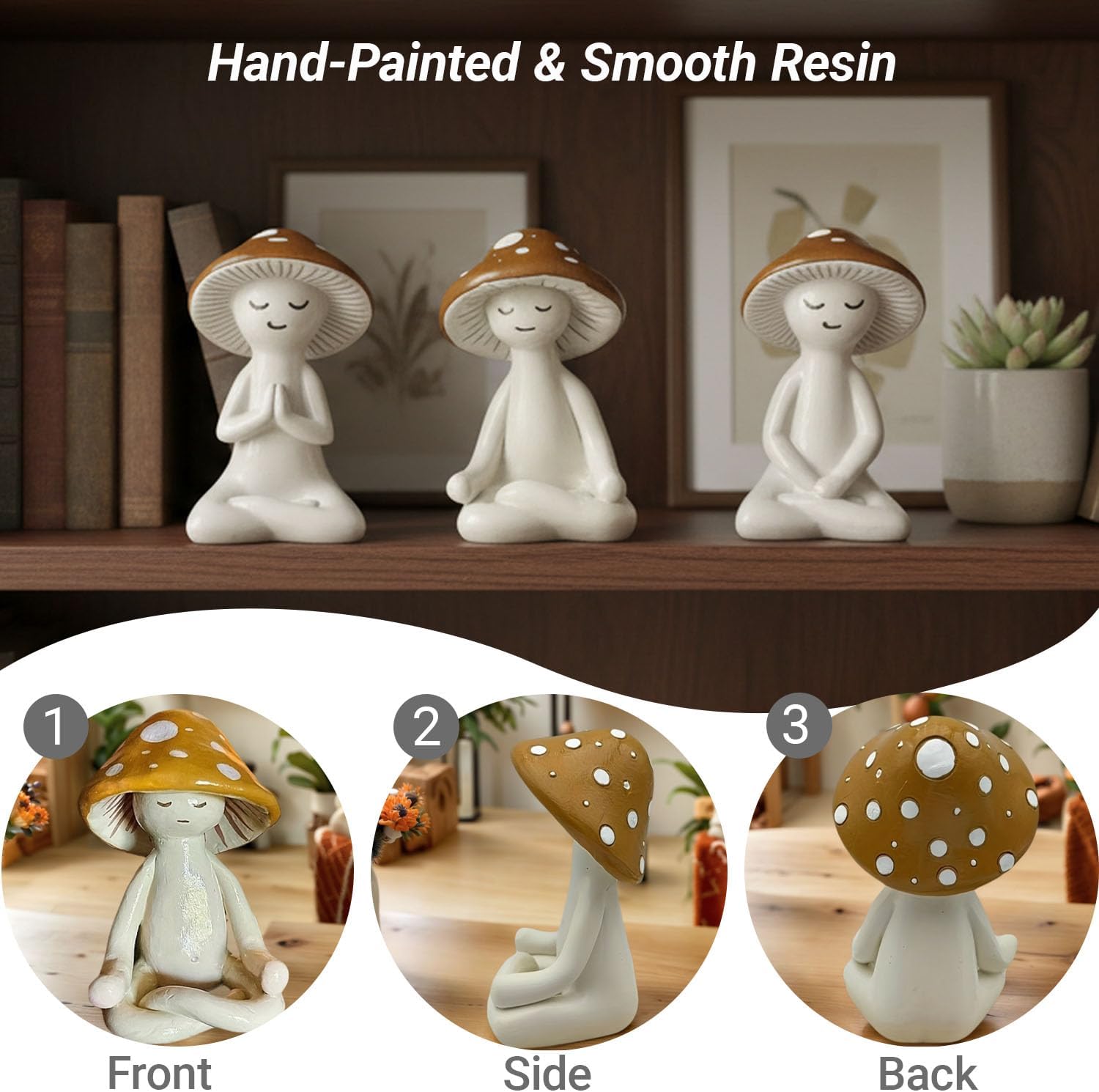 3-Piece Meditation Mushroom Figurine