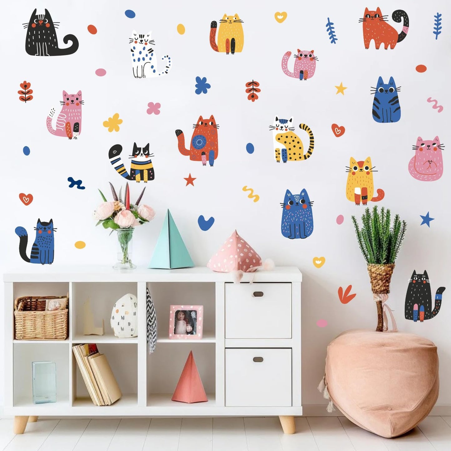 Colorful Doodle Wall Decal / Cat