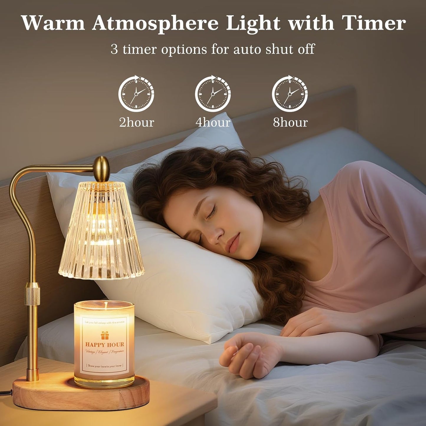 Imenlox Candle Warmer Lamp, with Timer and Dimmer, Adjustable Height, for Mom, Christmas Birthday Gifts for Women