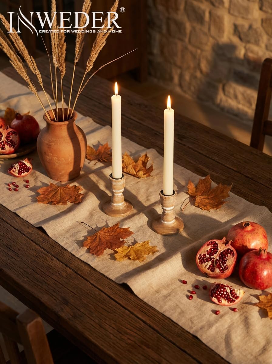 Wooden Candlestick Holders Rustic: Farmhouse Taper Candle Holder | for 0.87" Taper, Solid Wood, Distressed Finish, Set