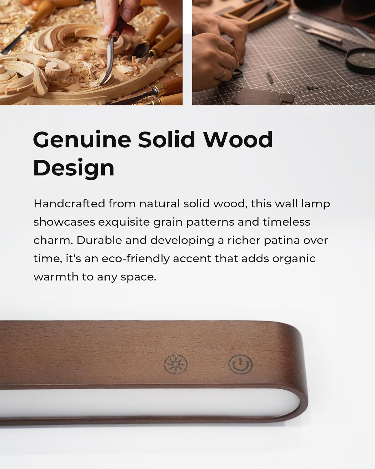 Rechargeable Wall Sconce, Battery Operated Indoor Wall Lights for Bedroom, Touch and Remote Control, 360° Rotate Walnut