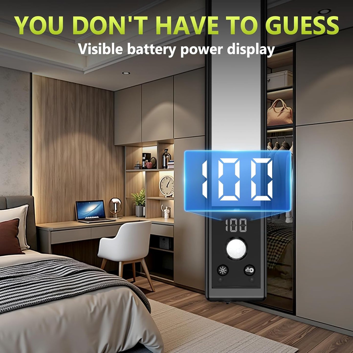 Mpotmiy 6-Pack 12" Wireless Under Cabinet Lights with Digital Display | Rechargeable motion sensor lights with 2200mAh
