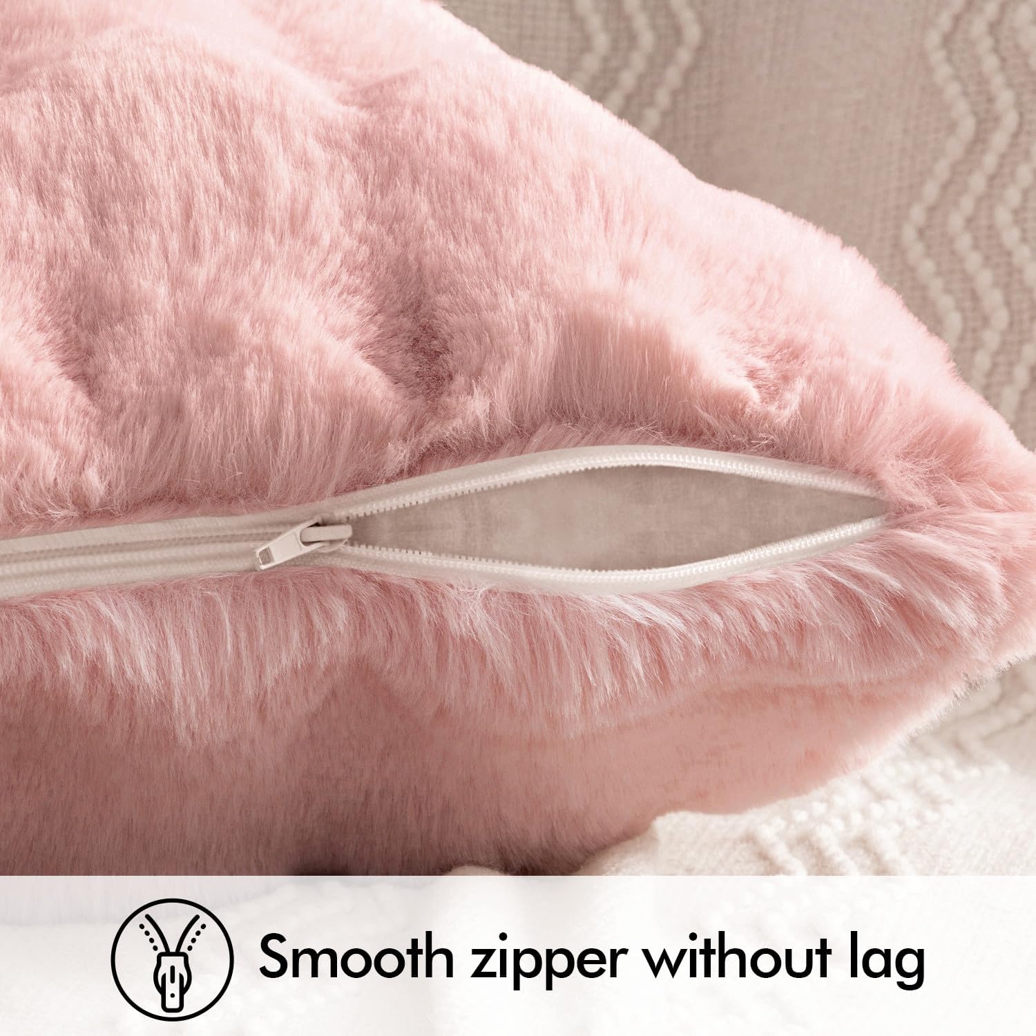 Faux Fur Pillow Covers Thick Soft Plush Throw Pillows Spring / 18 x 18 / Light Pink / Set of 2
