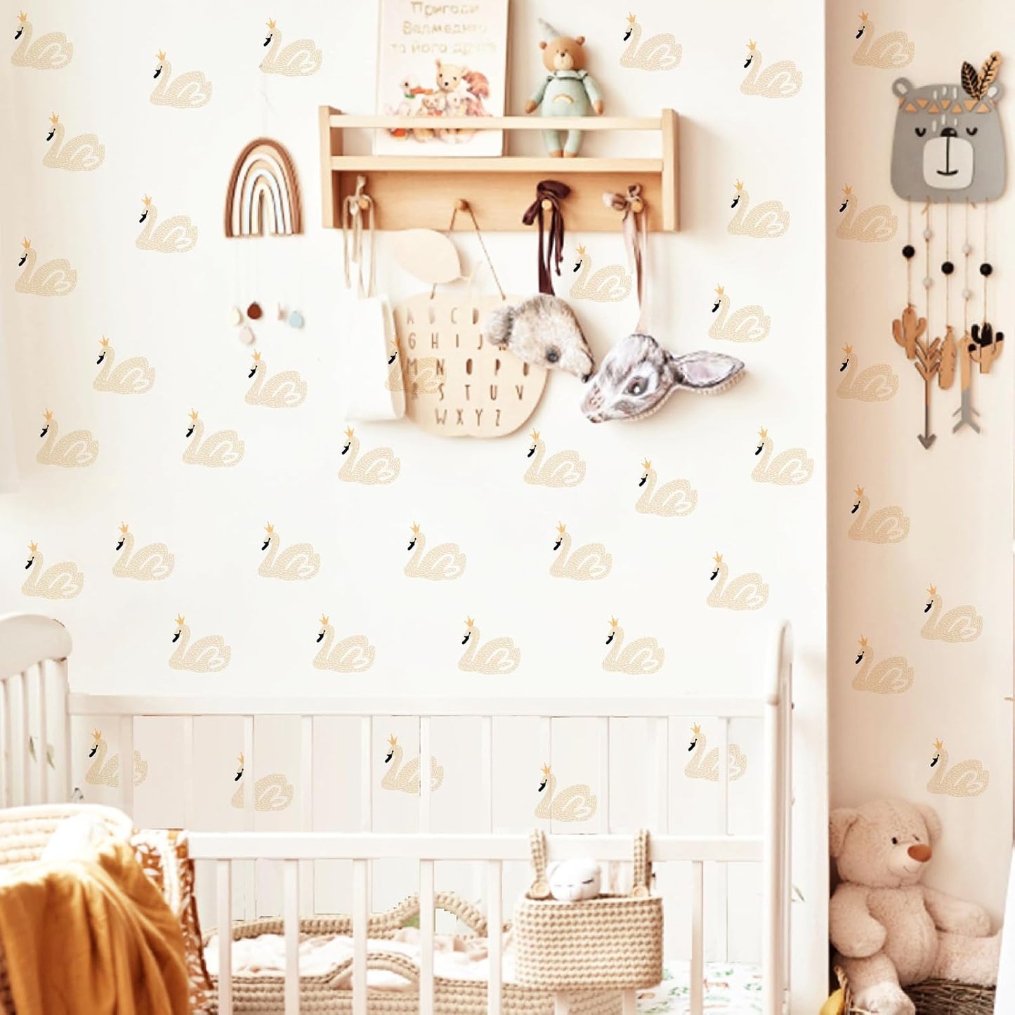 Wall Decals Peel and Stick Boho Nursery Wall Stickers Watercolor Animal Removable Swans / Swan