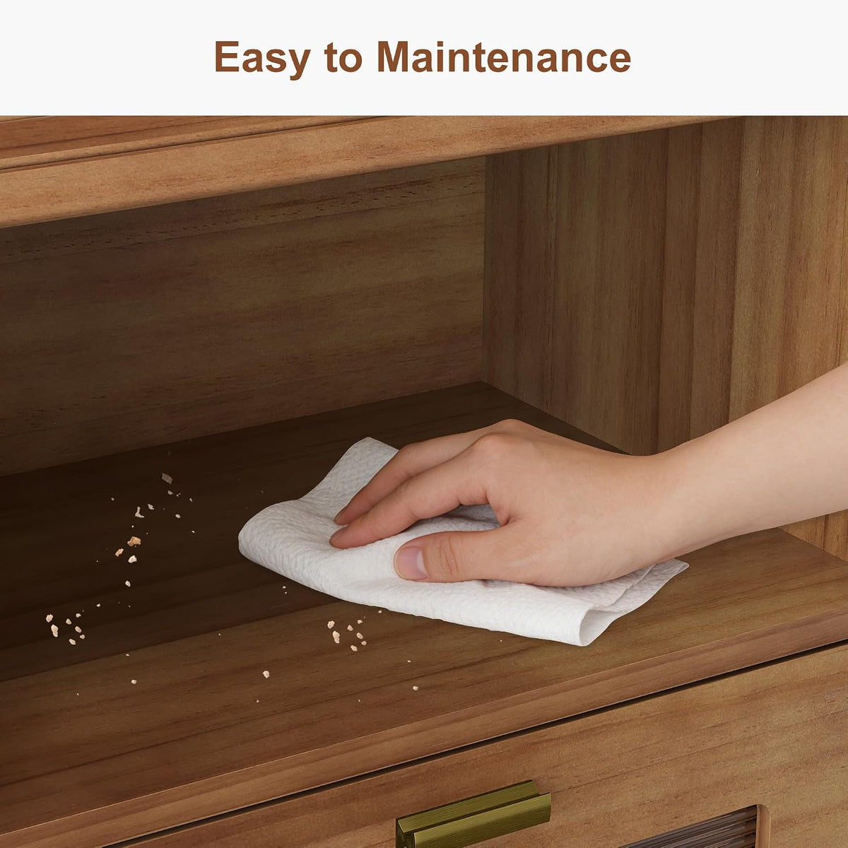TQVAI Roll Top Bread Box for Kitchen Countertop, Keep Fresh Longer, Easy to Maintenance, Double Layer Vintage Wooden