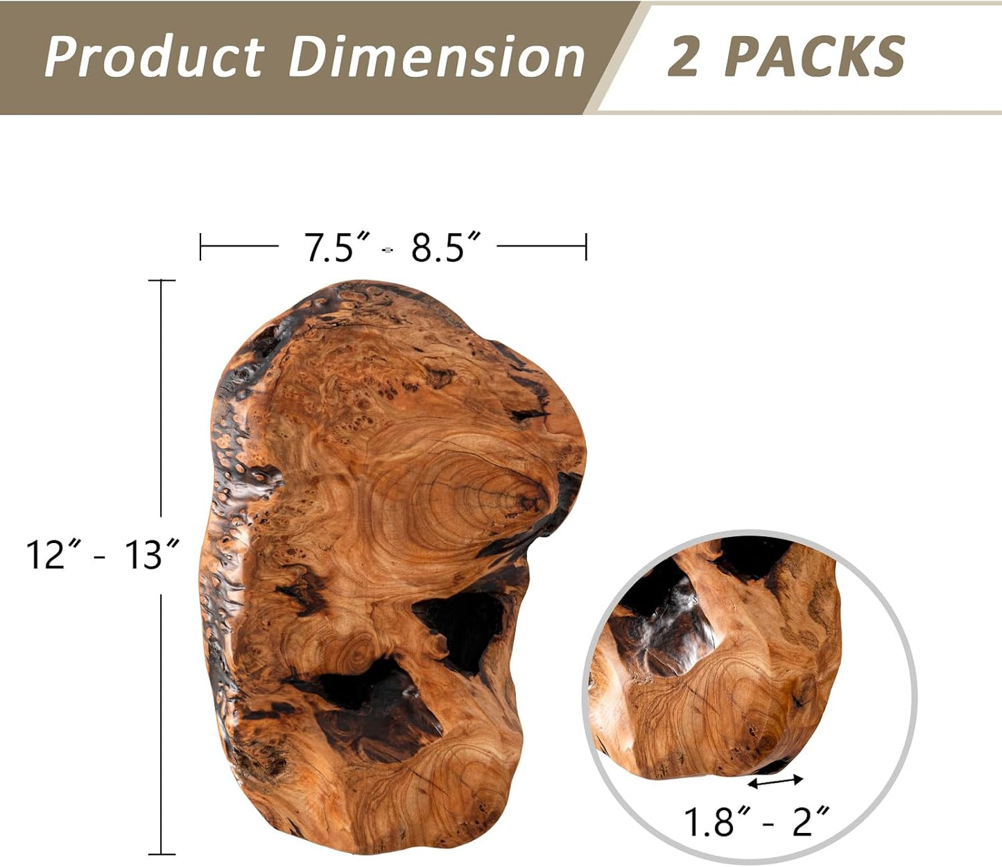 Cedar Wood Live Edge Wall Vases / Natural / Set of 2