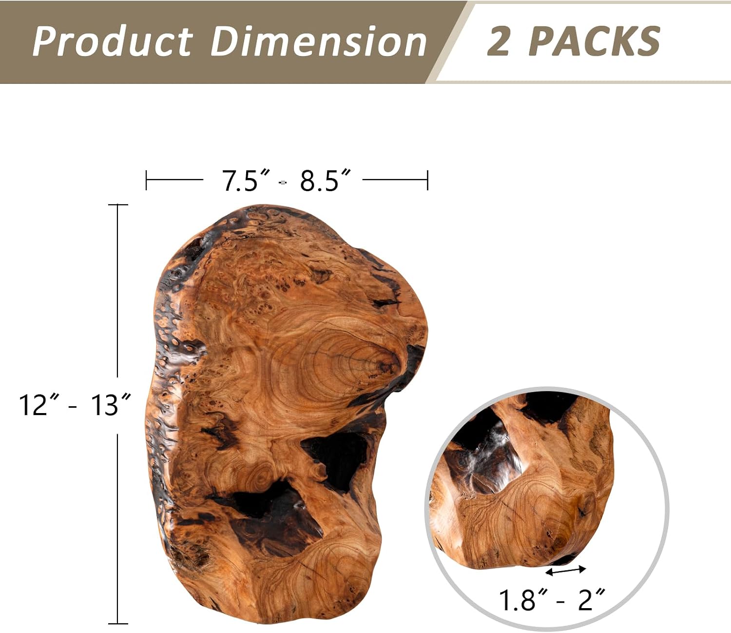 Cedar Wood Live Edge Wall Vases / Natural / Set of 2