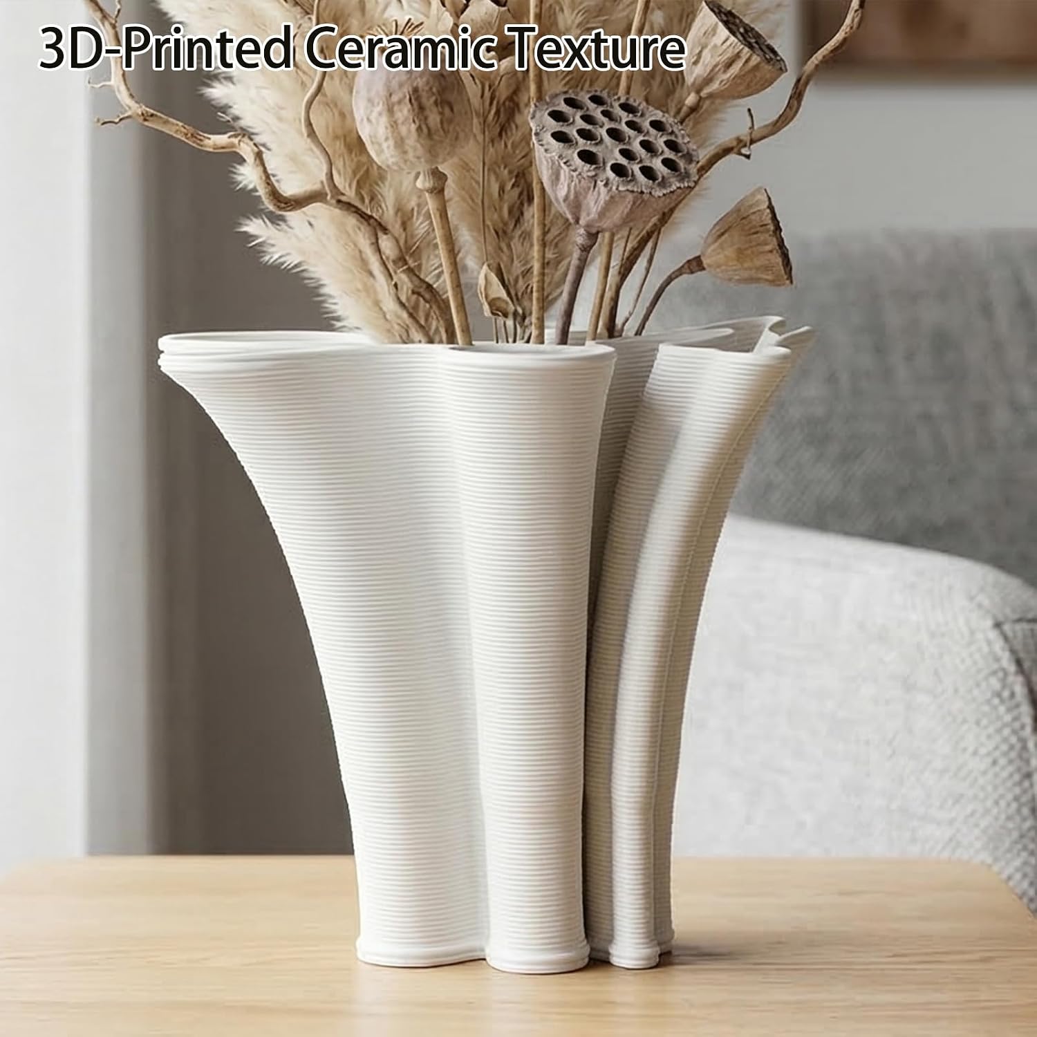 White Ceramic Vase / White-b, 5.9 Inch