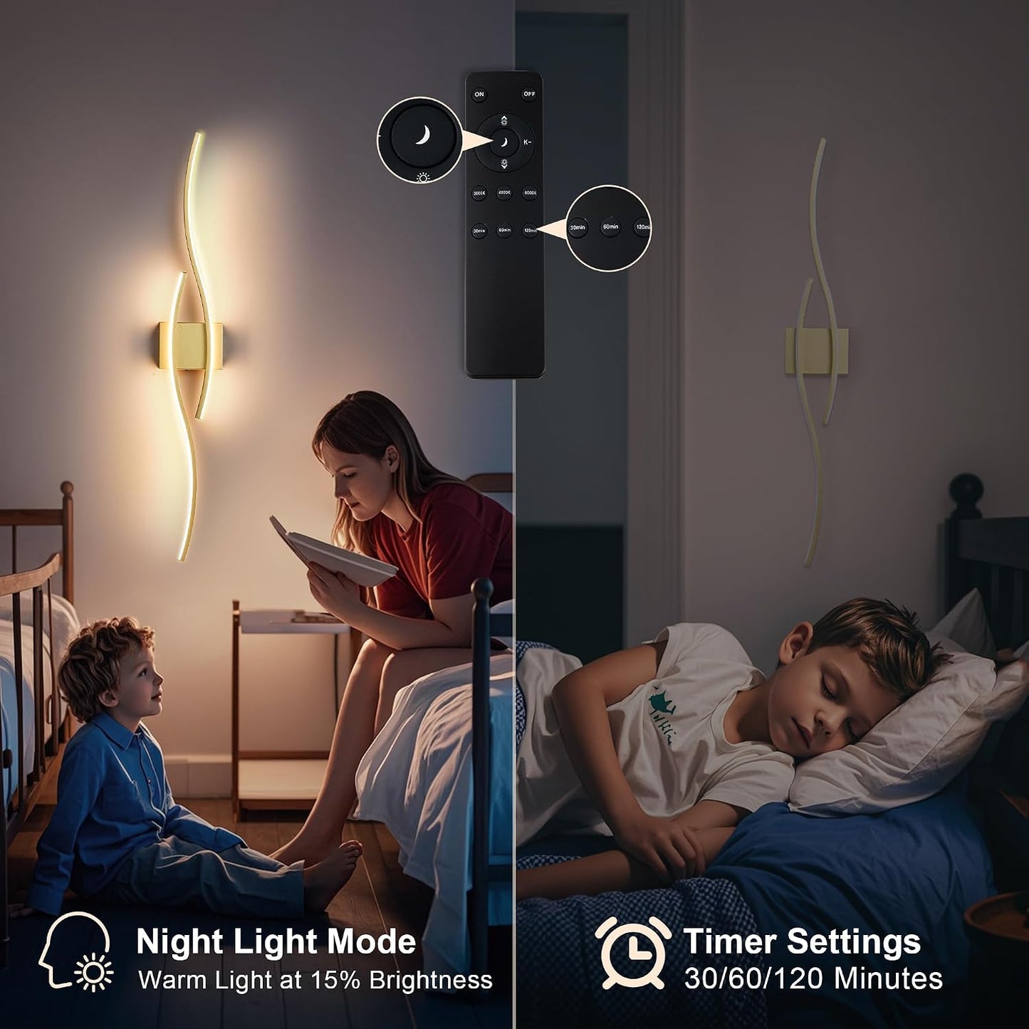 KARTOOSH Wireless Wall Sconces Set of 2, Dimmable LED Sconce with Remote | Battery Operated Wall Sconce with 3 CCT
