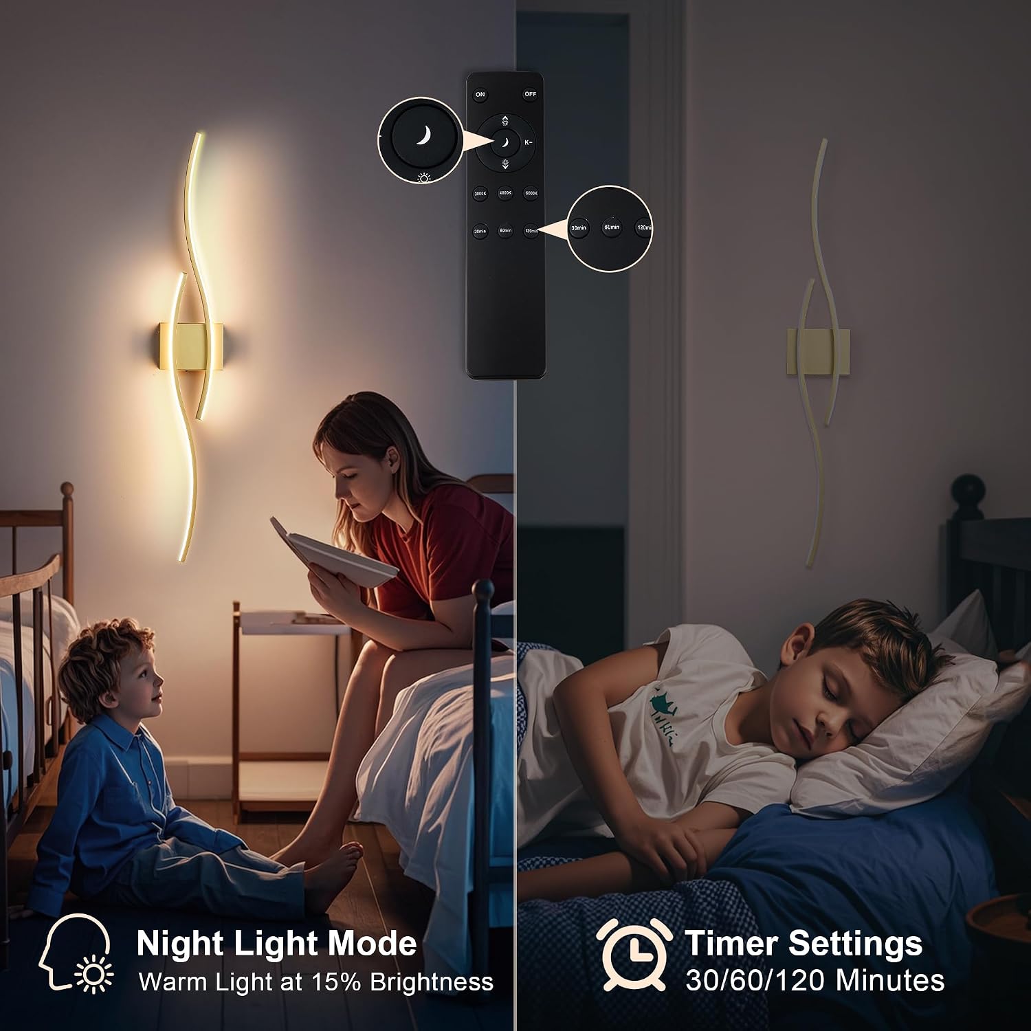 KARTOOSH Wireless Wall Sconces Set of 2, Dimmable LED Sconce with Remote | Battery Operated Wall Sconce with 3 CCT
