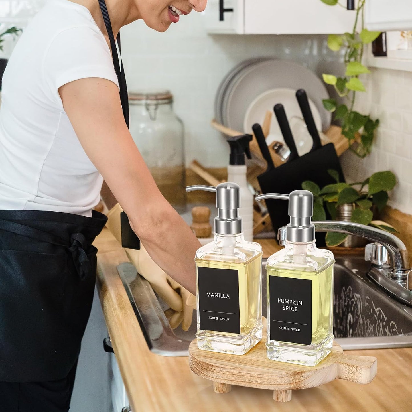 Wood Pedestal Stand / Rustic Wooden Soap Tray for Bottles Candles